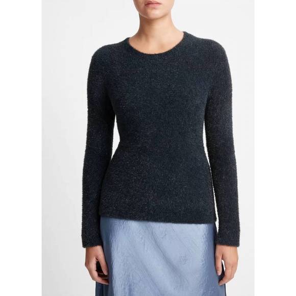 NEW VINCE lurex eyelash pullover sweater in obsidian black - Picture 1 of 2